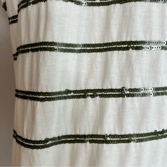 LAUREN RALPH LAUREN CREAM GREEN SEQUIN WOMEN SHORT SLEEVE TOP BRAND NEW - Picture 6 of 6